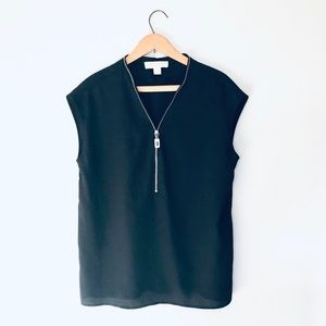 MK• Black Zip Up Blouse